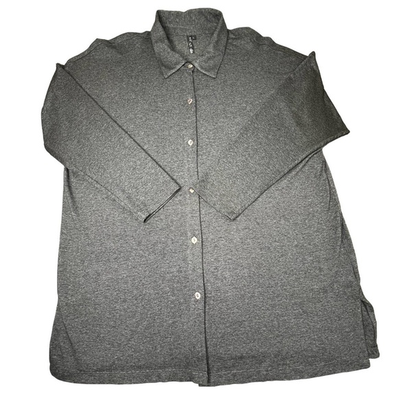 NWT BY JJ Women's Long Sleeve Button Down Grey Stretch Blouse Top Size L - Picture 7 of 16